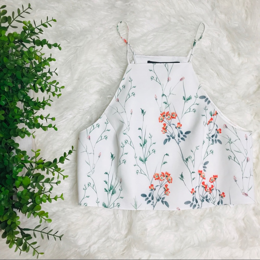 SOLD! HOST PICK Zara Floral Open Back Crop Top ✨ - Picture 1 of 6